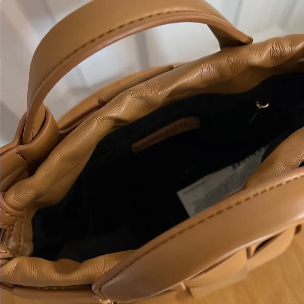 Forever 21 Brown Faux Leather Tote with Woven Design and Gold Accents - Picture 11 of 14